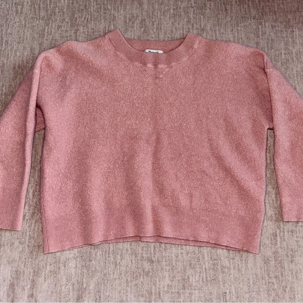Madewell 100%Cashmere Women's cropped Sweater rosepink 3/4 sleeves - Picture 1 of 12